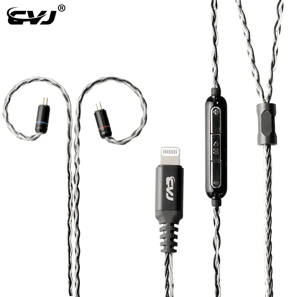 CVJ CVM Lightning Socket 8 Core Silver Plated 2 Pin 0.75mm /0.78mm / MMCX Connector Audio Cable for CSA CSN KZ ZS10 AS10 CCA C16