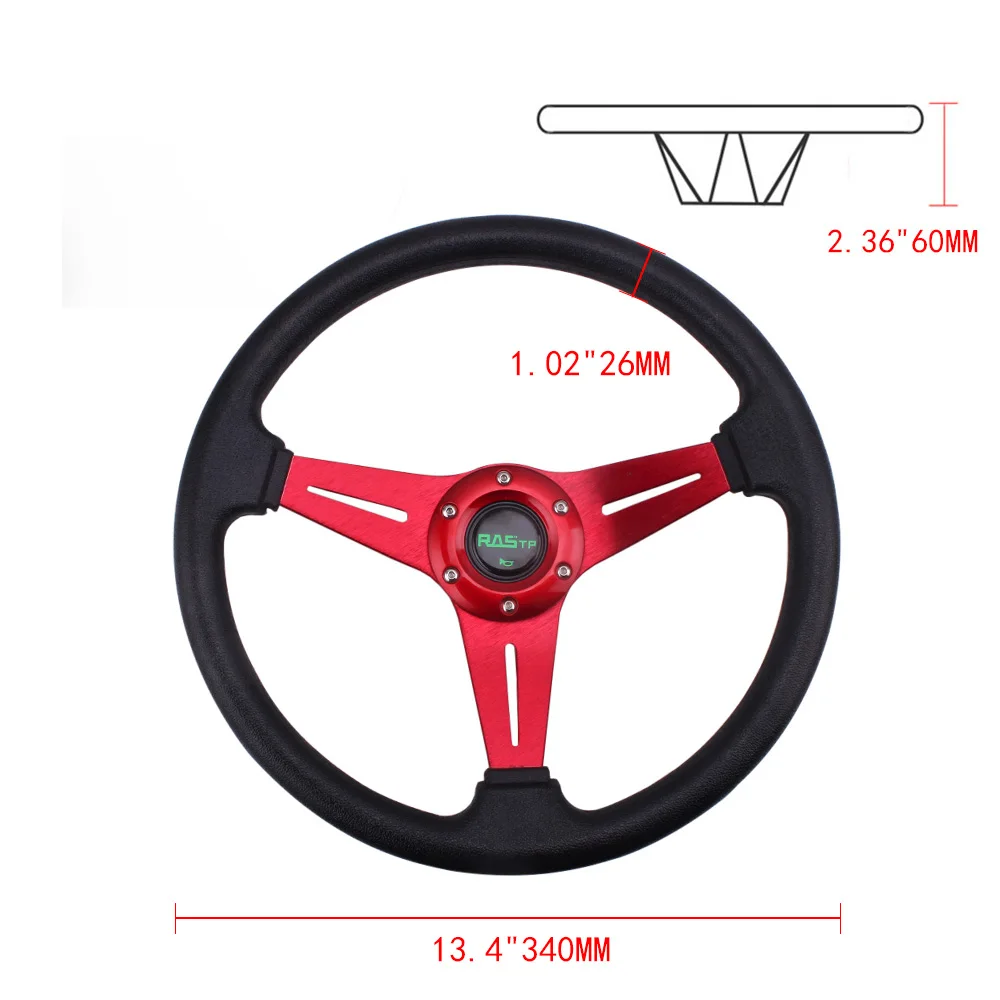 Universal Sport Racing Car Steering Wheel 34cm 13.4inch Aluminum PU Racing Drift Steering Wheels Car Modified Accessories STW019