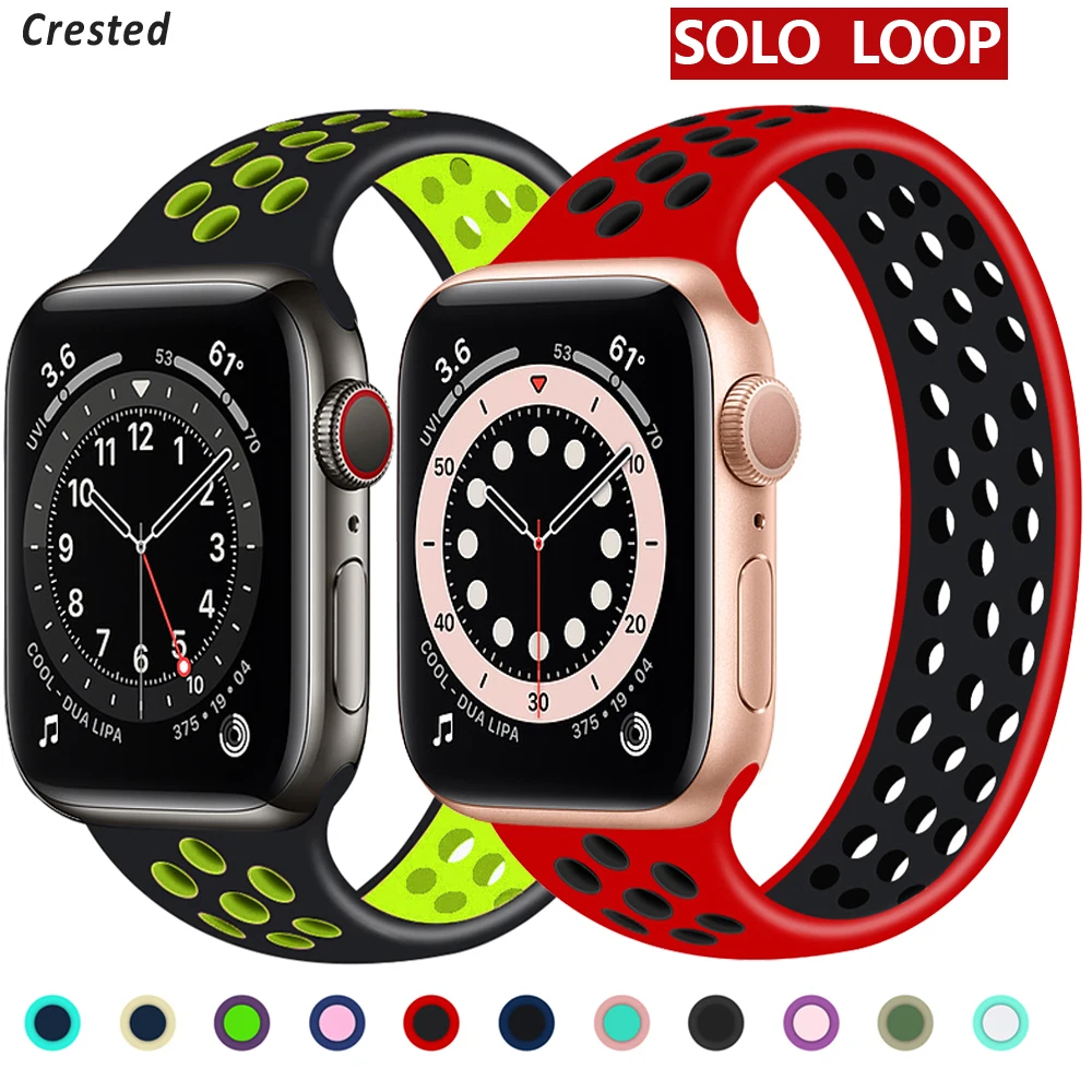 Solo Loop for Apple Watch Band 44mm 40mm 45mm 41mm 38mm 42mm 49mm Elastic Silicone bracelet iWatch Series 8 Ultra 3 SE 6 7 Strap