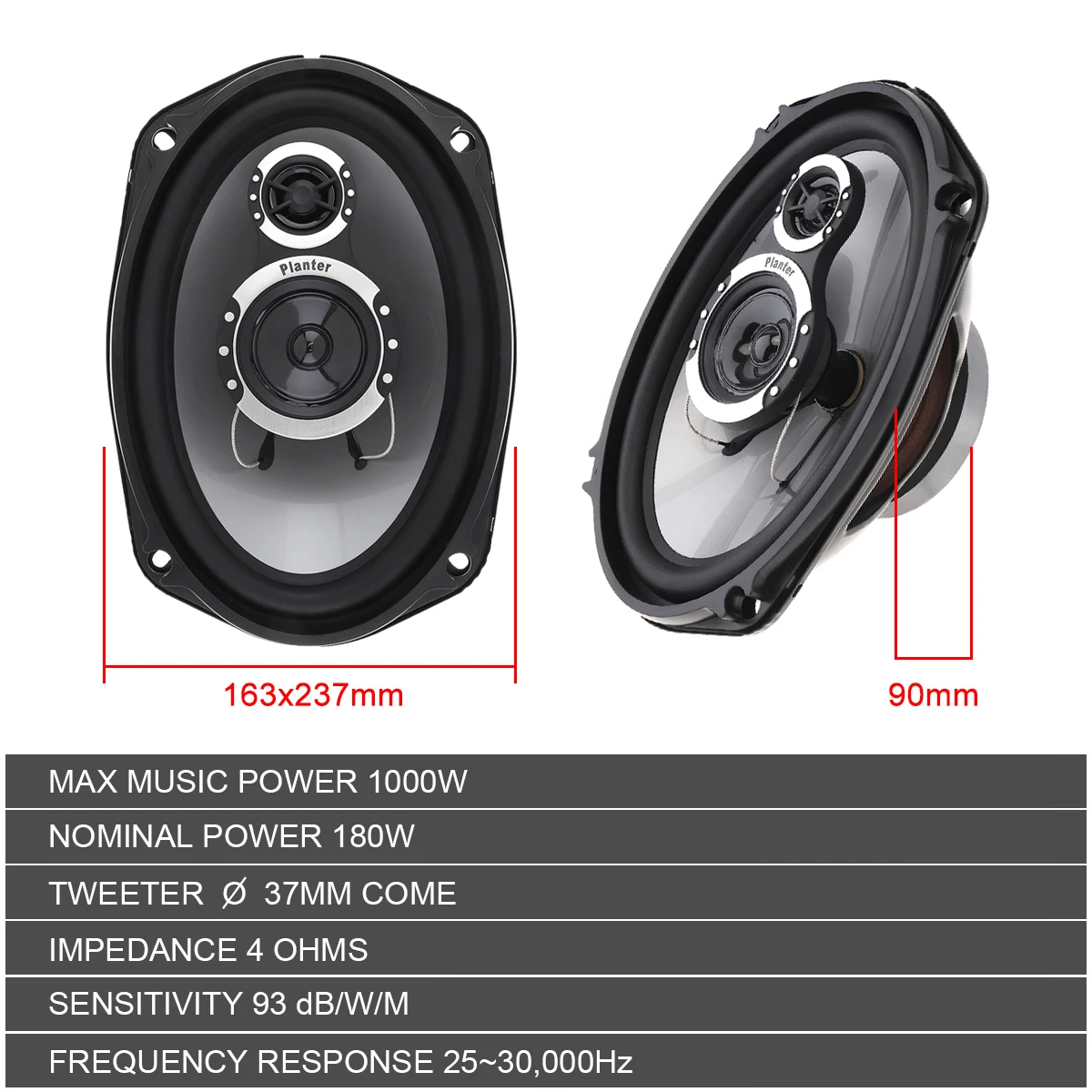 2pcs 6 x 9 Inch Hifi Car Coaxial Speakers 1000W 3 Way Universal Auto Audio Music Stereo Full Range Frequency Car Loud Speakers