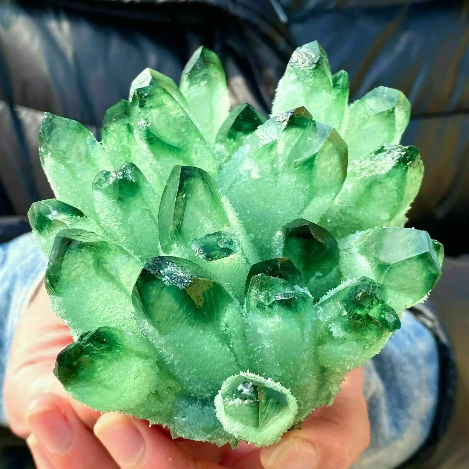 Beatiful Green Tibetan Quartz Crystal Cluster Specimen Healing