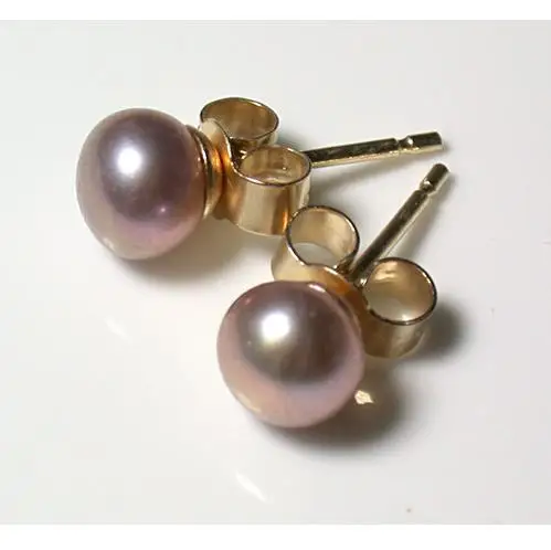 New Arrival Favorite Pearl Store 5mm AAA Pink Freshwater Pearl Gold S925 Sterling Silver Stud Earring Charming Lady Gift