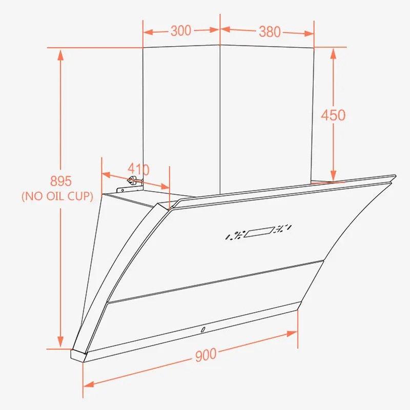 Rumah Tangga Rentang Tudung Dapur Ventilator Knalpot Asap Pengisap Kuat & Pembersihan Otomatis Sisi Penghisap Tudung 900Mm