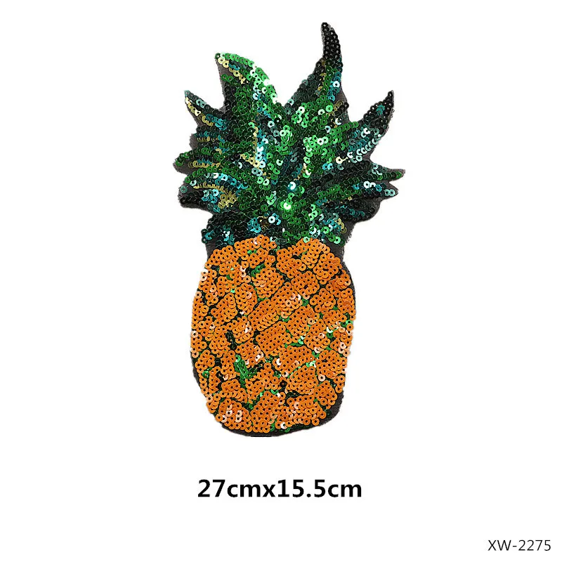 1 Piece Cheap Large Sequins Pineapple Patch Fashion Embroidered Applique Clothing Decoration Sew On Patch clothes applique