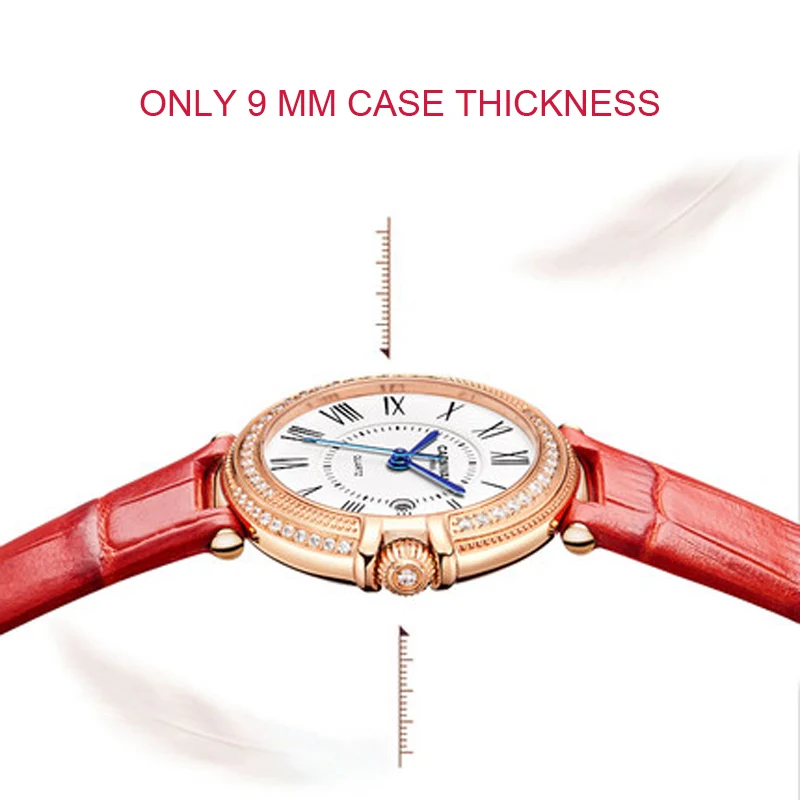Switzerland CARNIVAL Luxury Automatic Mechanical Sapphire Woman's Watches Rhinestone Diamond Auto Date Waterproof Clock C8871L-2 - view 6