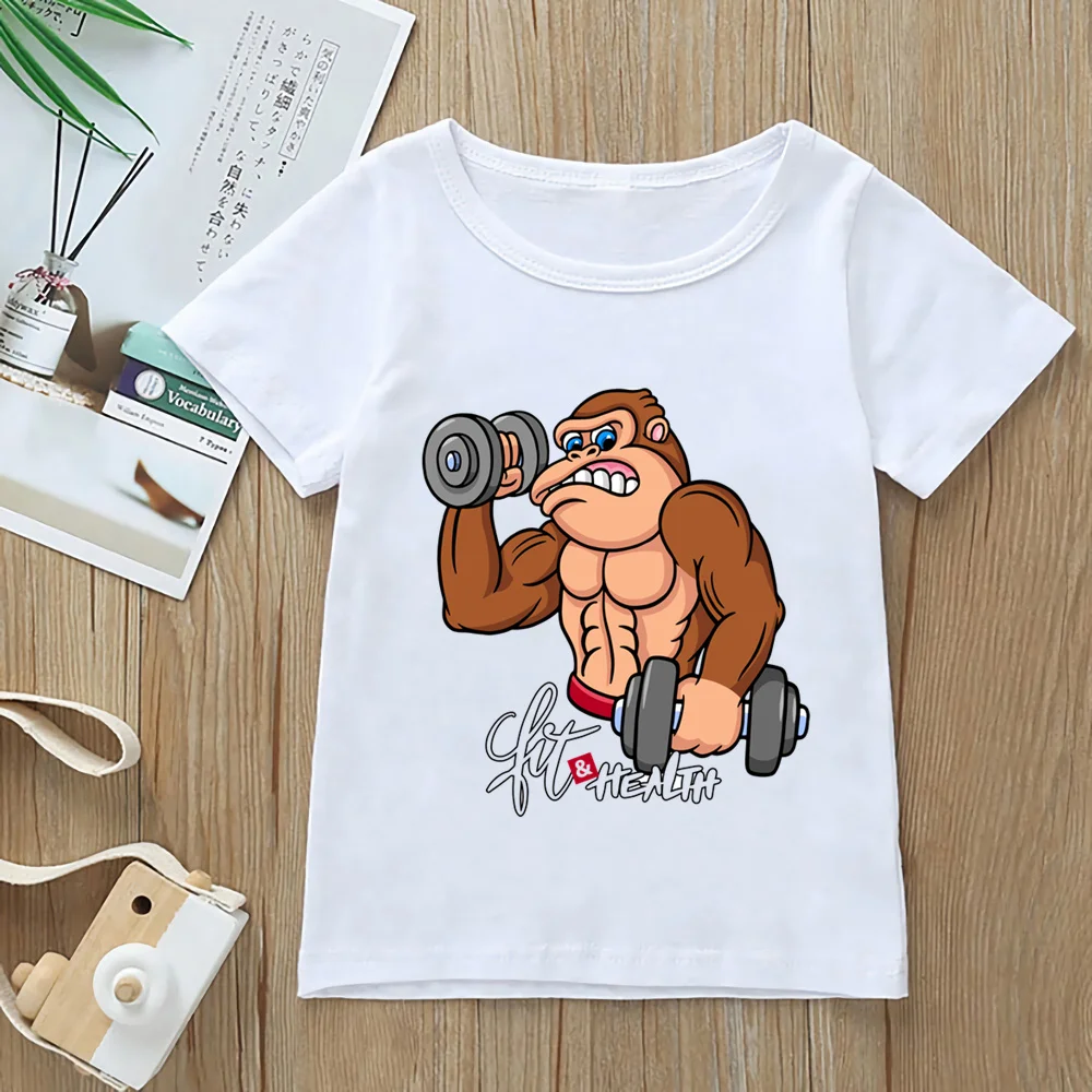 Camiseta de manga corta con dibujos animados para niños y niñas, camiseta de Fitness para niños, camisetas informales para niños y niñas, ropa Kawaii, YKP165