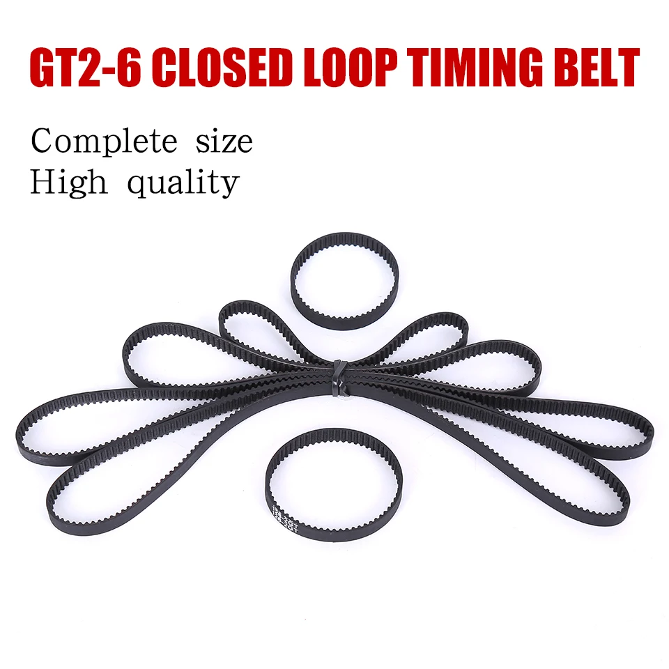 GT2 Closed Loop Timing Belt Rubber 2GT 6mm 3D Printers Parts 110 112 122 158 200 280 300 400 610 852 mm Synchronous Belts Part