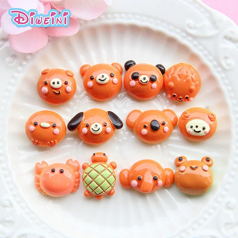 2pcs Cartoon Animal Shape Bread Action Figure Simulation Food Model Resin Figurine Birthday Cake Decoration Toy Set Doll House