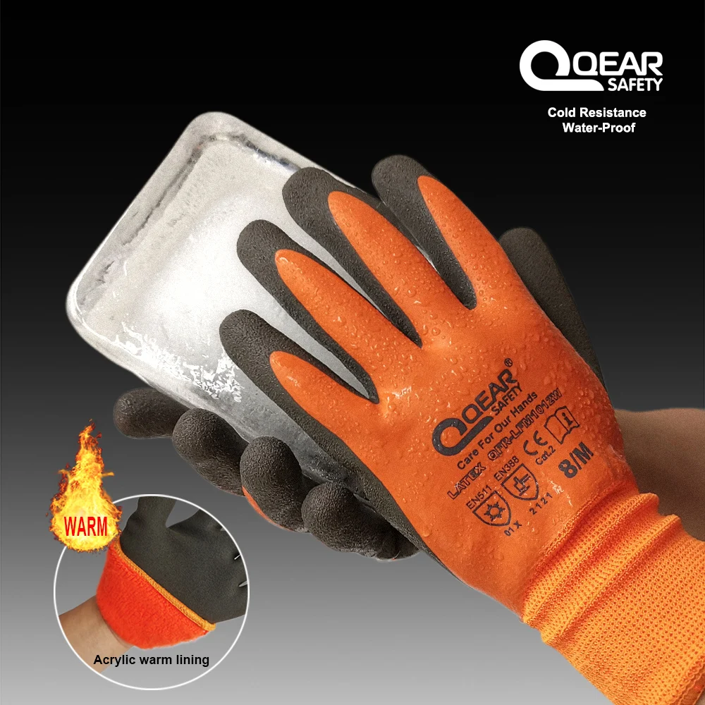 Thermische Arbeit Sicherheit Handschuhe, Voll Warme Fleece Futter Innen, Wasser-Proof Gummi Latex Beschichtet, anti-slip Palm, Winter Verwenden