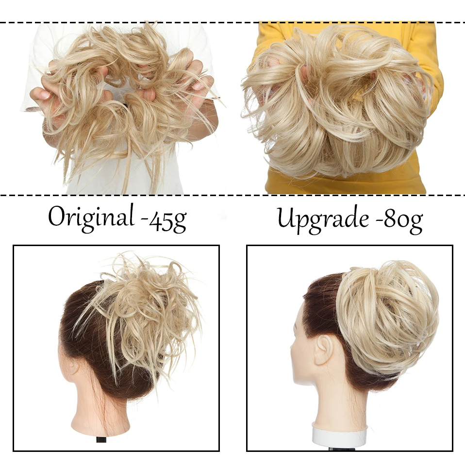 HAIRRO 80g Straight Donut Chignon Hairpieces Synthetic Ombre Elastic Updo Chignon Fluffy Messy Scrunchies Hair Bun For Women image 4