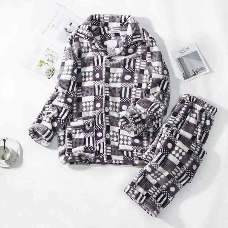 Winter Men Thick Flannel Pajamas Sets fleece Warm sleepwear plus size 7XL 8XL home Pijamas oversize Suit Homewear 58 MFERLIER