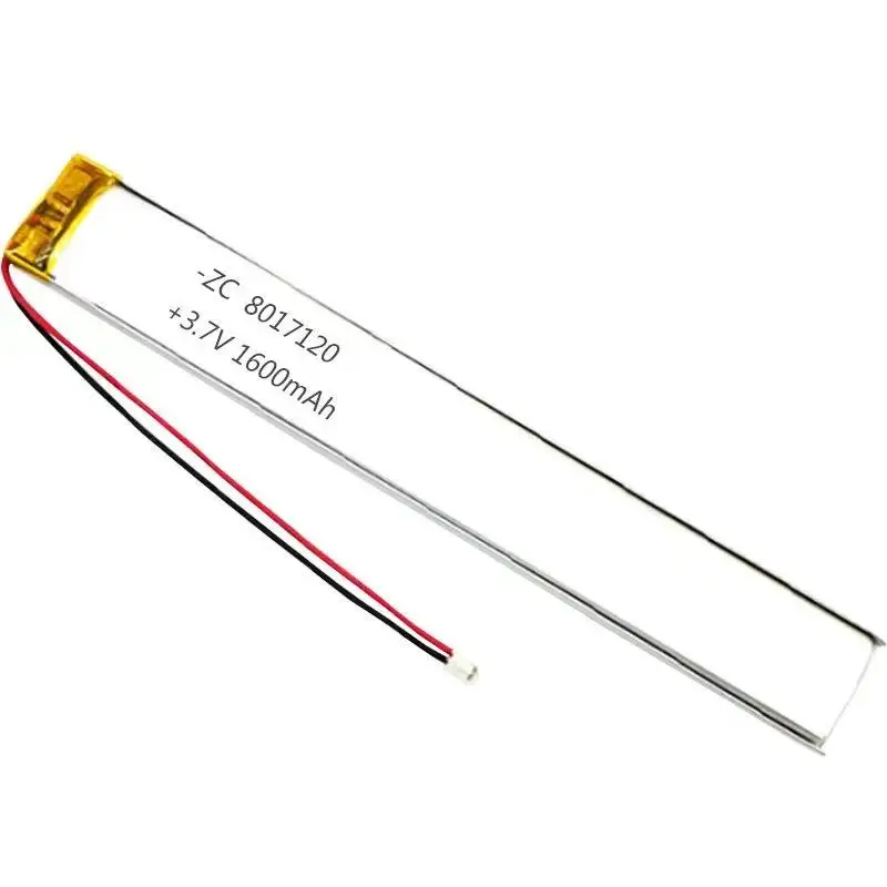 3.7V długa bateria litowa 8017120-1600mah akumulator długi lampa indukcyjna bateria litowo-polimerowa lampa dźwiękowa LED