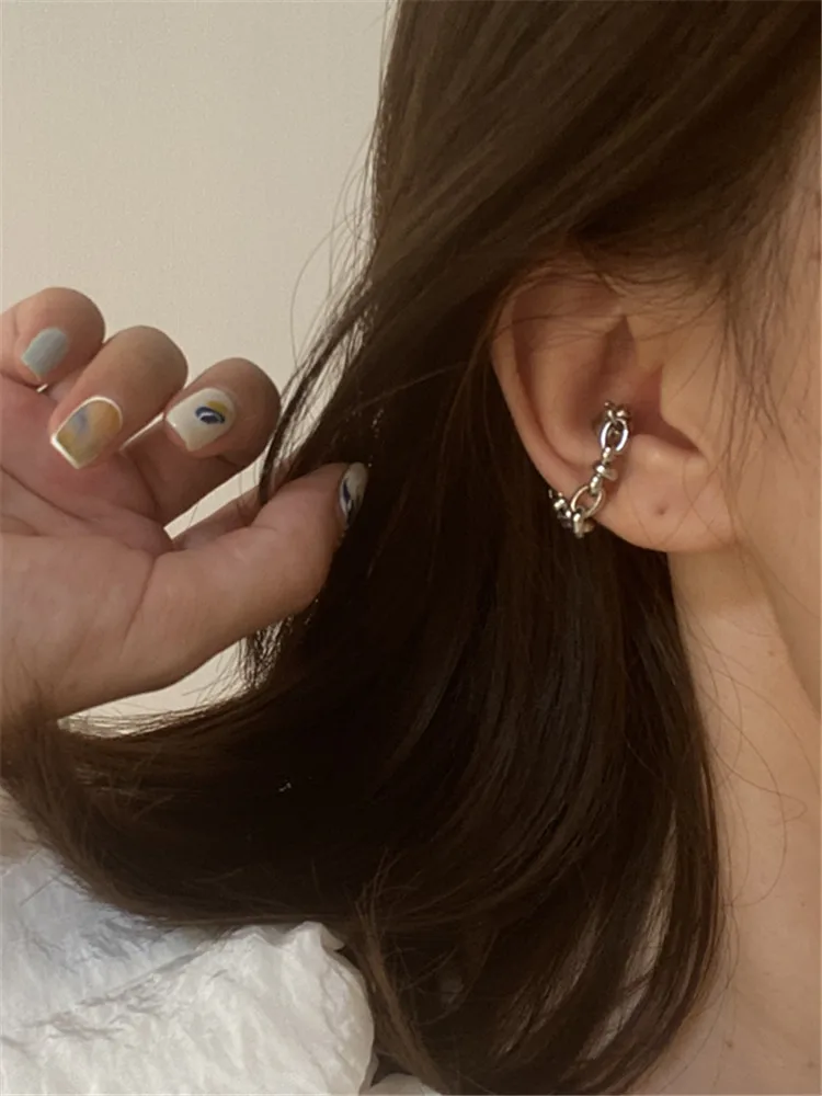 Kshmir Geometric chain metal ear bone clip ear buckle simple earrings for women fashion jewelry gifts image 4