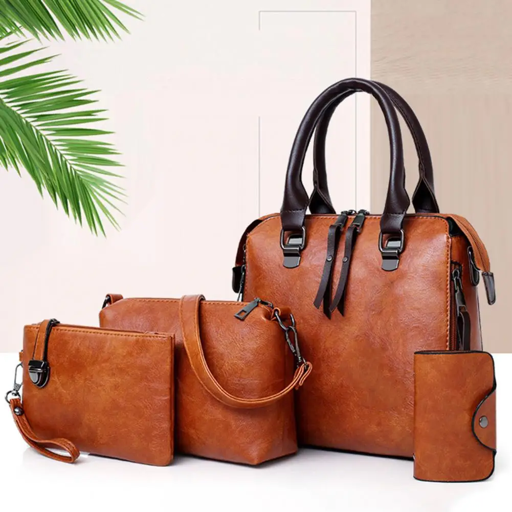 4Pcs/Set Women Shoulder Bag All-match Sling Bag Set Multi-pockets Women Shoulder Bag