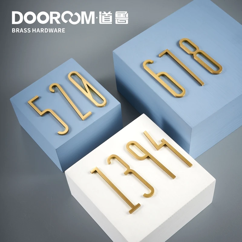 Doroom kreatywne mosiężne cyfry 0-9 dla płyta drzwi numeru domu numer pokoju hotelowego numer piętra dekoracja willi szyld — zdjęcie 4