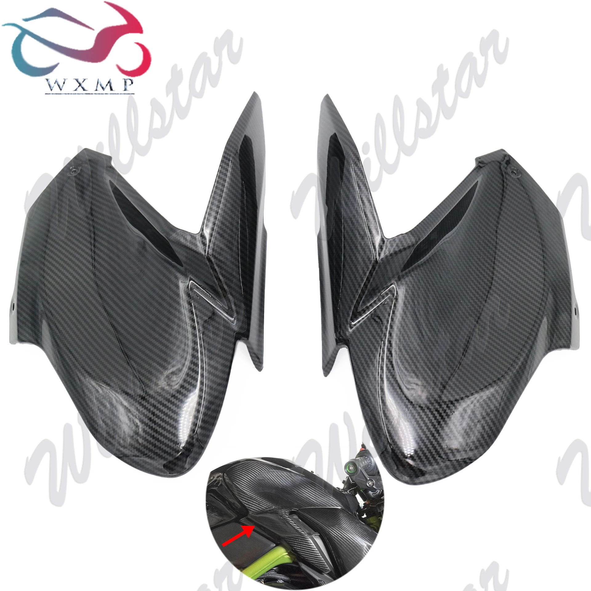 

Carbon Fiber Color Gas Tank Side Trim Insert Cover Panel Fairing For Kawasaki Z900 2017 2018 2019