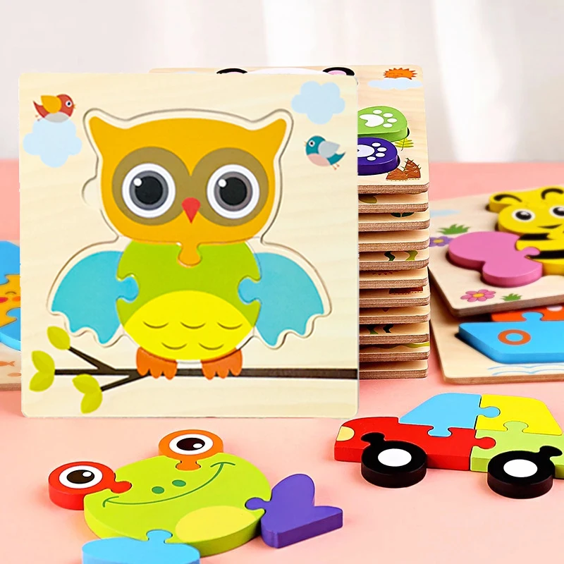 

Baby Toys Wooden 3D Jigsaw Puzzle Cartoon Animal Traffic Tangram Jigsaw Puzzles Early Learning Educational Toys For Children