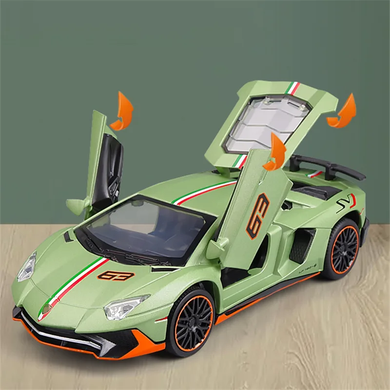 1:32 Aventador LP780-4 Alloy Sports Car Model Diecast Metal Toy Vehicles Car Model High Simulation Sound and Light Kids Toy Gift