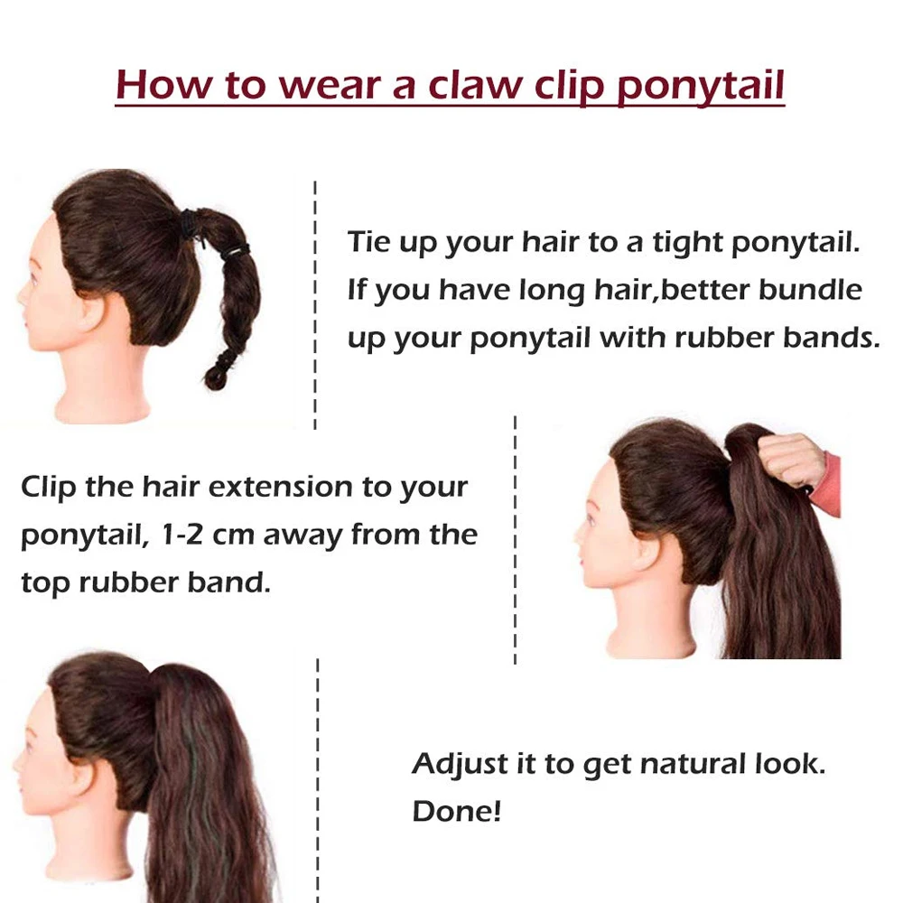 SEGO 105g-120g  Jaw Claw Ponytail Extensions For Women Natural Human Hair Pieces Clip in Pony Tails Hair Extensions