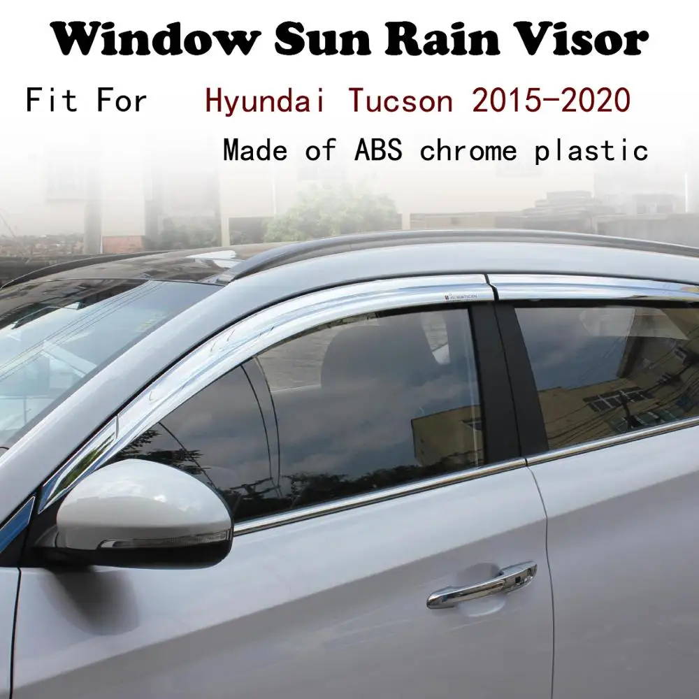 

ABS Chrome plastic Window Visor Vent Shades Sun Rain Guard car accessories For Hyundai Tucson 2015-2020