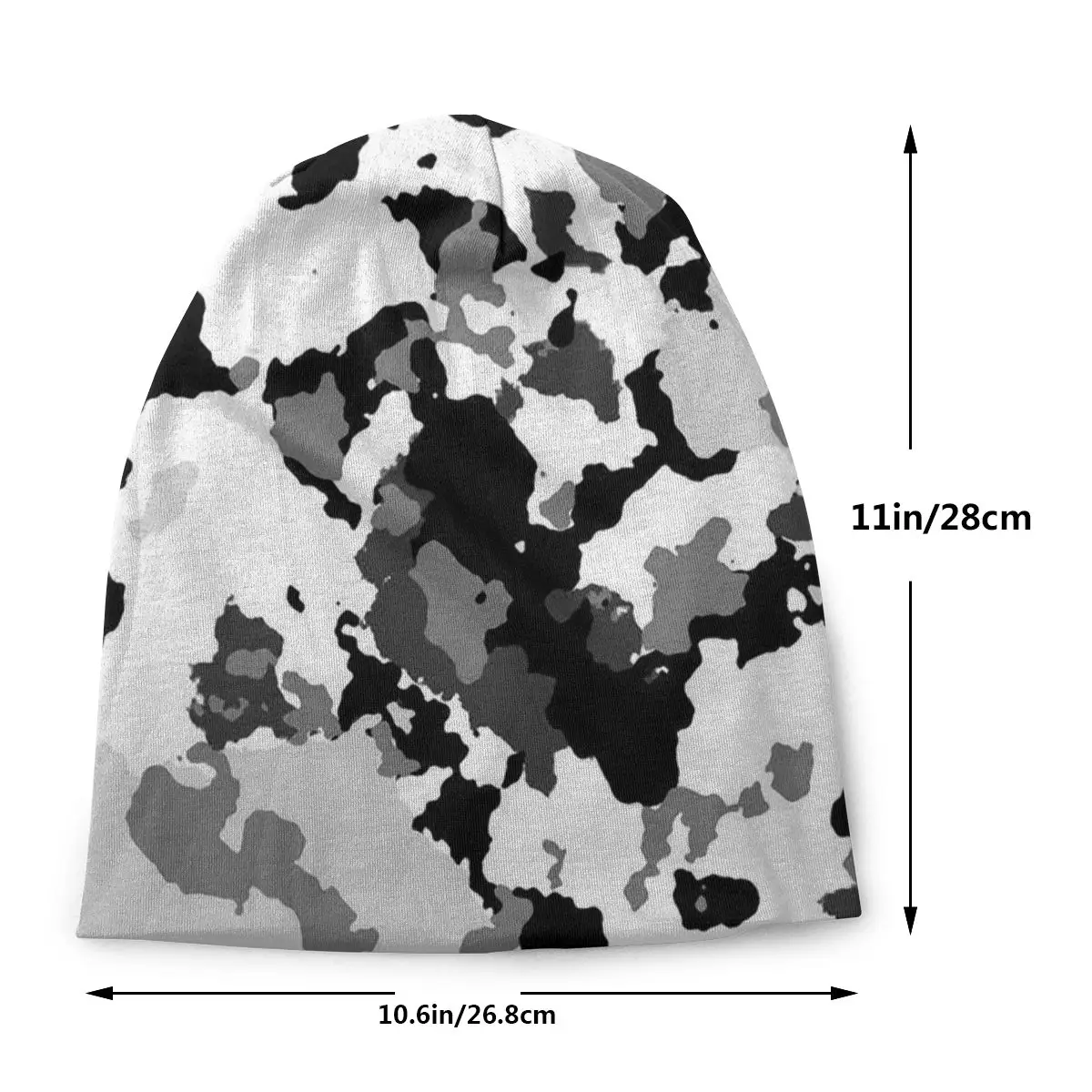 Arctic White Grey Black Camouflage Retro Vintage Classic Style Autumn Female Warm Beanies Double Used Windproof Bonnet Hats