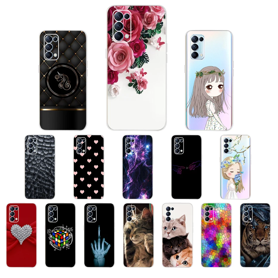 For OPPO Reno 5 5G Case Reno5 4G Bumper Silicone TPU Soft Phone Cover For OPPO Reno 5 CPH2145 Cases Cartoon fundas CPH2159 Coque