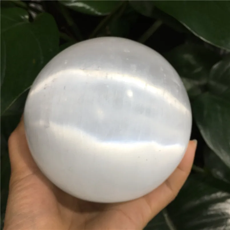 Natural White Flash Gypsum Selenite Sphere Ball Crystal Energy Stone Gemstone Reiki Chakra Healing Massager Gift