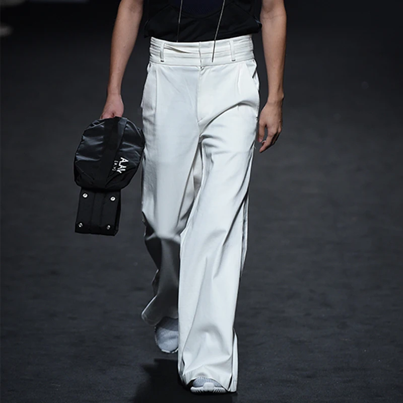 

Мужские повседневные брюки, летние мужские новые однотонные свободные прямые брюки с высокой талией, подметальные брюки