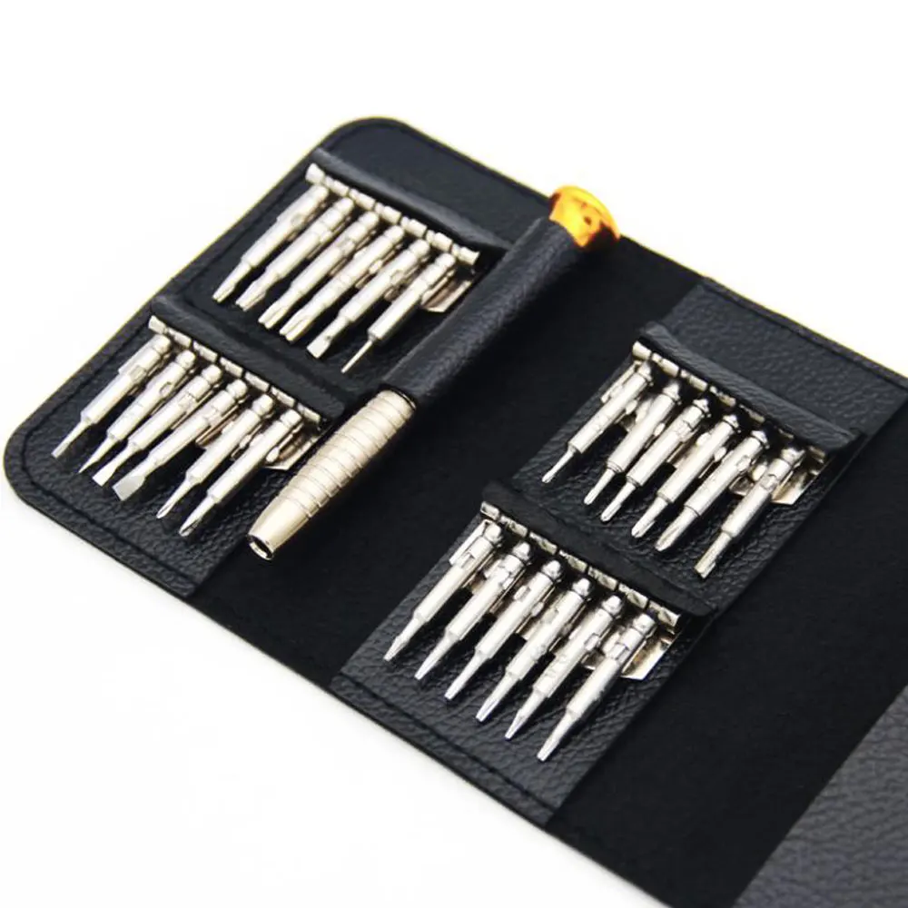 25 PCS Leather Case Leather Bag Pentagonal 0.8T6 Multi-Purpose Mobile Phone Precision Watch Glasses Aluminum Alloy Screwdri