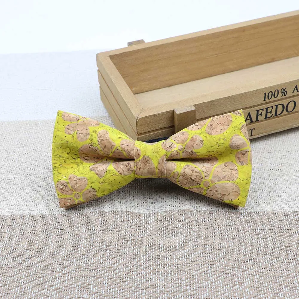 

New Parent-child Cork Wooden Fashion Bow Ties Novelty Handmade Striped Plaid Neckwear Wedding Party Wood Gift Male Bowtie