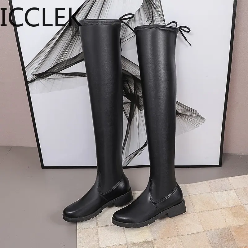 2020 Fashion women\'s boots winter high heels quality long comfortable Mujer thigh high boot Botas Mujer knee enlarges 35-43