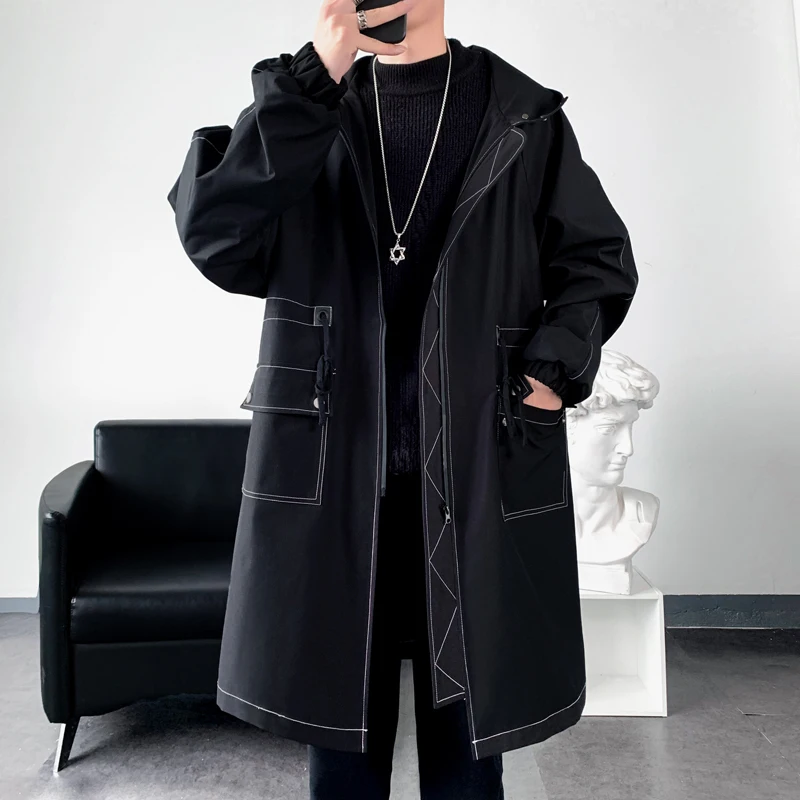 Autumn Men Korean Style Trench Men Fashion Solid Color Casual Long Coat Male Streetwear Loose Windbreaker Men Fleece Overcoat 5 Autumn Men Korean Style Trench Men Fashion Solid Color Casual Long Coat Male Streetwear Loose Windbreaker Men Fleece Overcoat 5