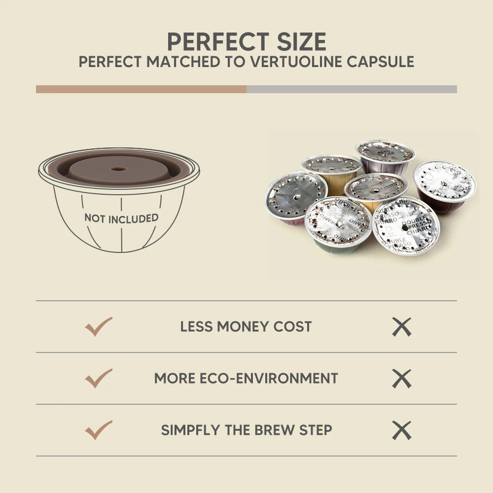 Food Grade Silicone Reusable LId/ Cover for Veruto Coffee Capsule for Vertuoline Machine Fit for 40ml, 150ml.  230ml Original