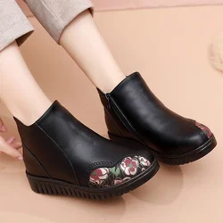 GKTINOO 2023 Women Snow Boots Winter Wedges Heels Ankle Boots Women Warm Platform Shoes Genuine Leather Thick Fur Booties