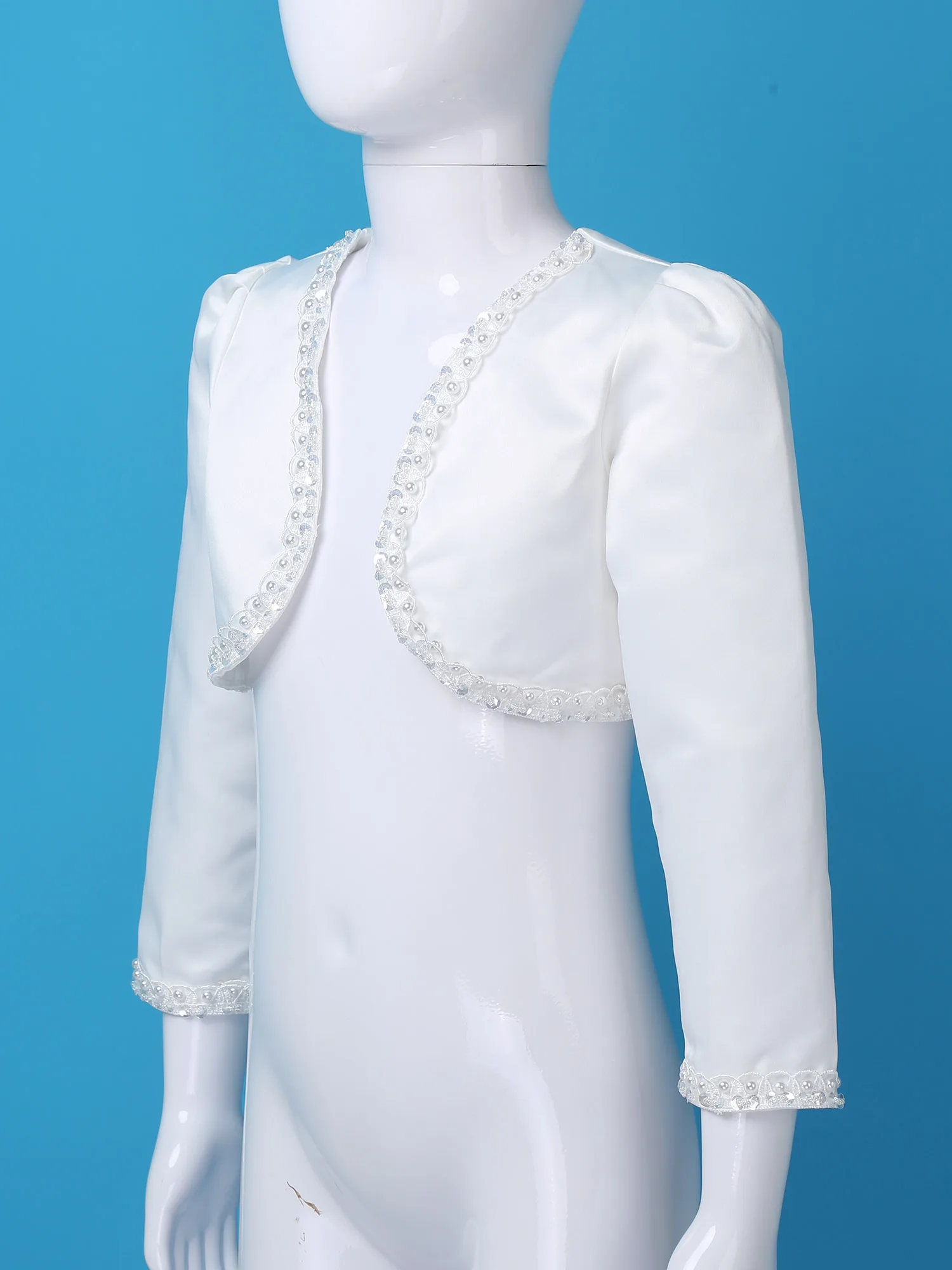 Giacca a maniche lunghe per bambini Bolero in rilievo bianco coprispalle da sposa mantelli da sposa scialle Cardigan capispalla cappotti abiti da