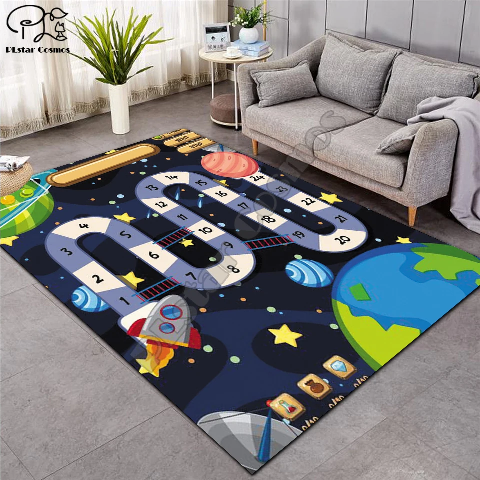 

Crawling mat Fantasy fairy Cartoon Kids Play Mat Board Game mat map Large Carpet for Living Room Cartoon Planet Rugs Maze -3