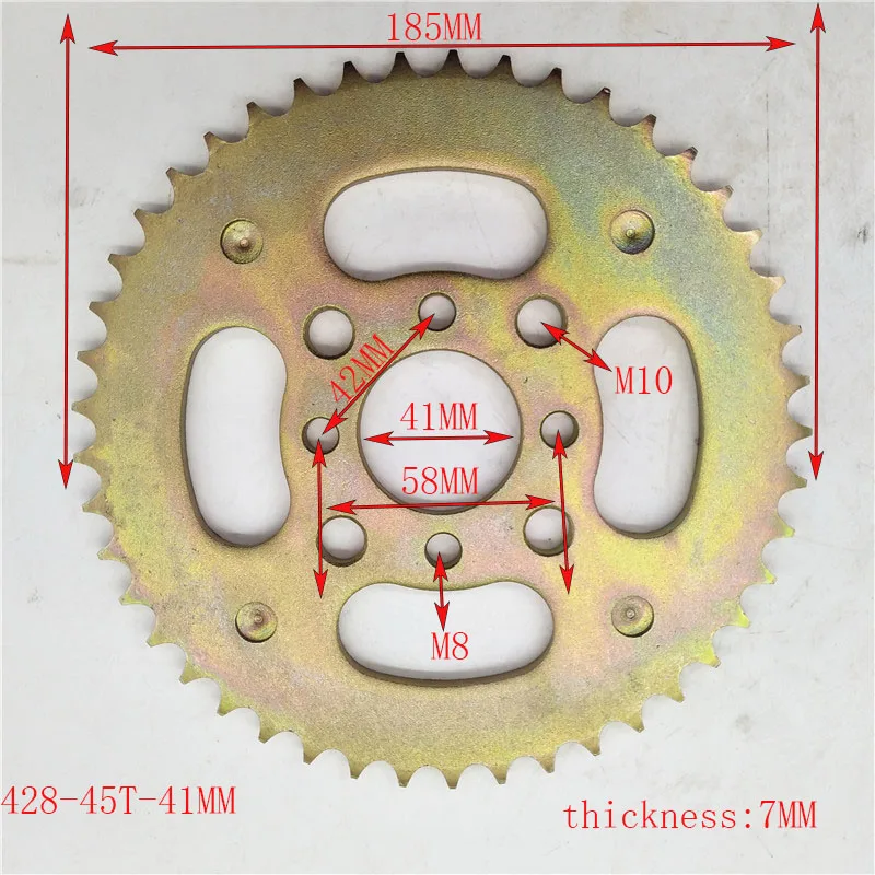 41mm 428 - 45T rear chain sprocket Gear wheel plate for 90CC-160cc YCF SDG Thumpstar atv quads Stomp pit dirt bik