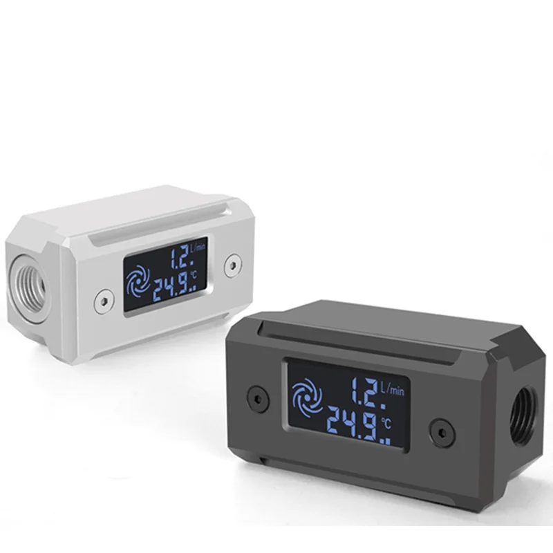 Syscooling water cooling metal flow meter water cooling tempreture indicator with LED screen flow rates digital display