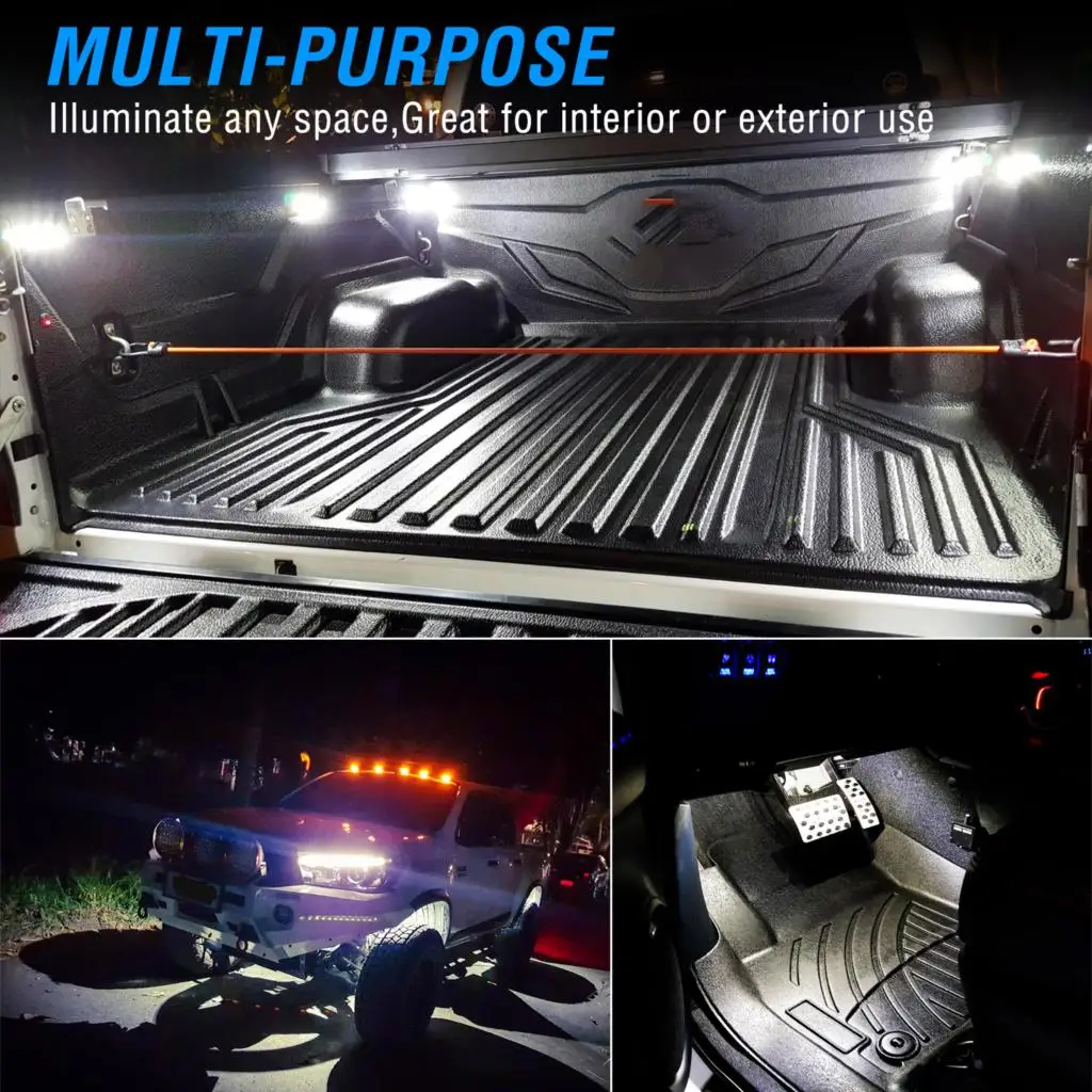 48LED Bed Strip Kit Waterproof on/Off Switch Extension Cable for Cargo Pickup Truck SUV RV Boat For Toyota Hilux Tundra Tacoma