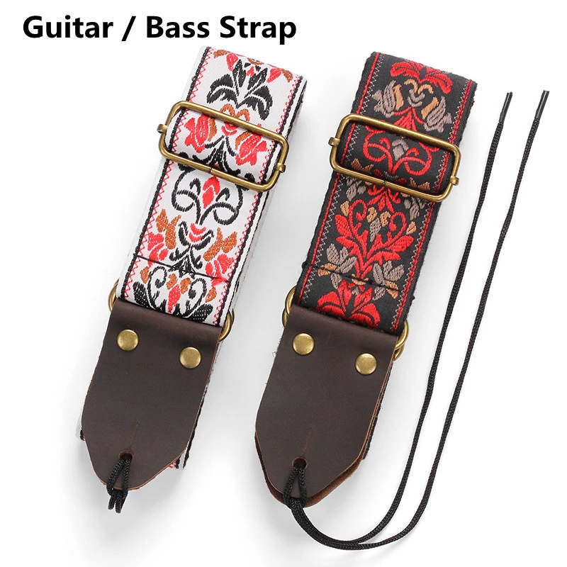 Gitaar Bas Strap Borduren Patroon Hoge Kwaliteit Folk-Custom Eletric Ukulele Guitarra Accessoires Onderdelen Gepersonaliseerde Akoestische