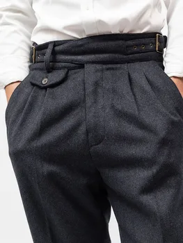 Zimowe męskie grube wełniane ulepszone spodnie dorywczo Gurkha wełniane klasyczne spodnie Gurkha można dostosować i rozszerzyć duże rozmiary