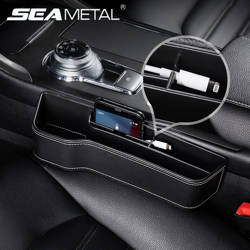 PU Leather Car Seat Gap Box Interior Seat Side Organizer Auto Seat Crevice Storage Filler Munti-functional Pocket Stowing Tidy