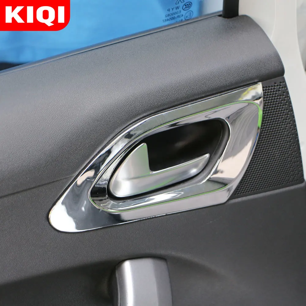 KIQI Car Stickers for Peugeot 208 2014 - 2019 ABS Chrome Inner Door Handle Bowl Cover Trim Sticker