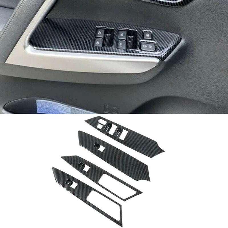 4Pcs Car Glass Lift Switch Panel Door Armrest Lift Modification for Mitsubishi Montero / Pajero Sport 2016-2020