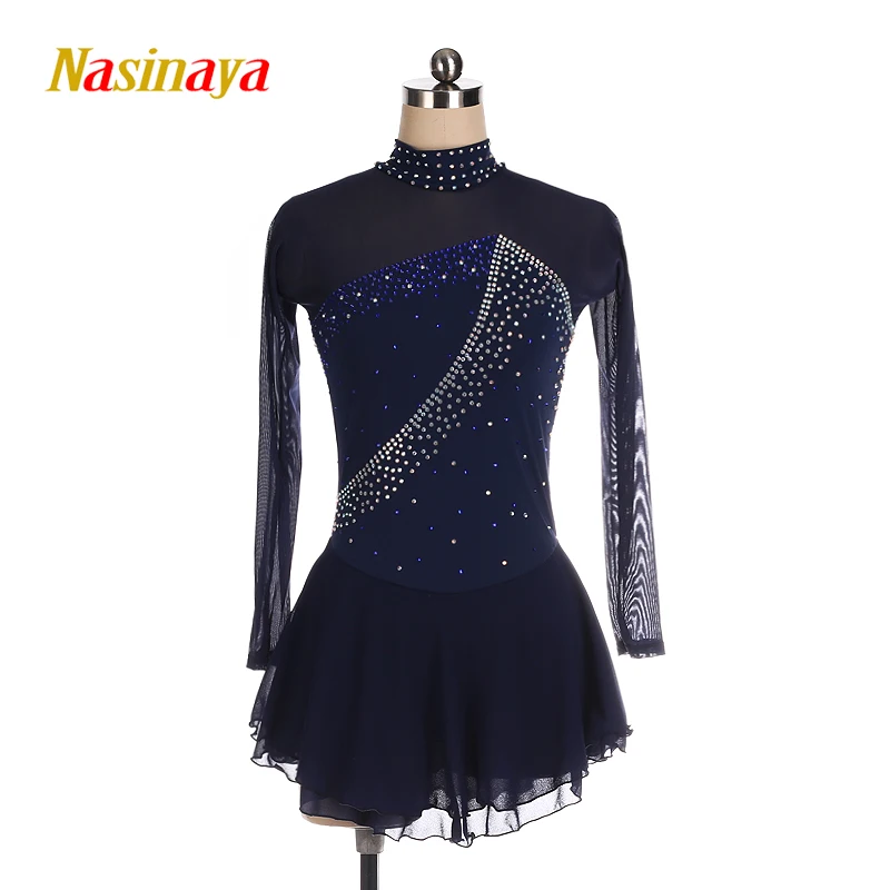 Women's and Children's Rhythmic Gymnastics Dance Blue Polyamide Clothing Figure Skating Competition Training Dress Customization