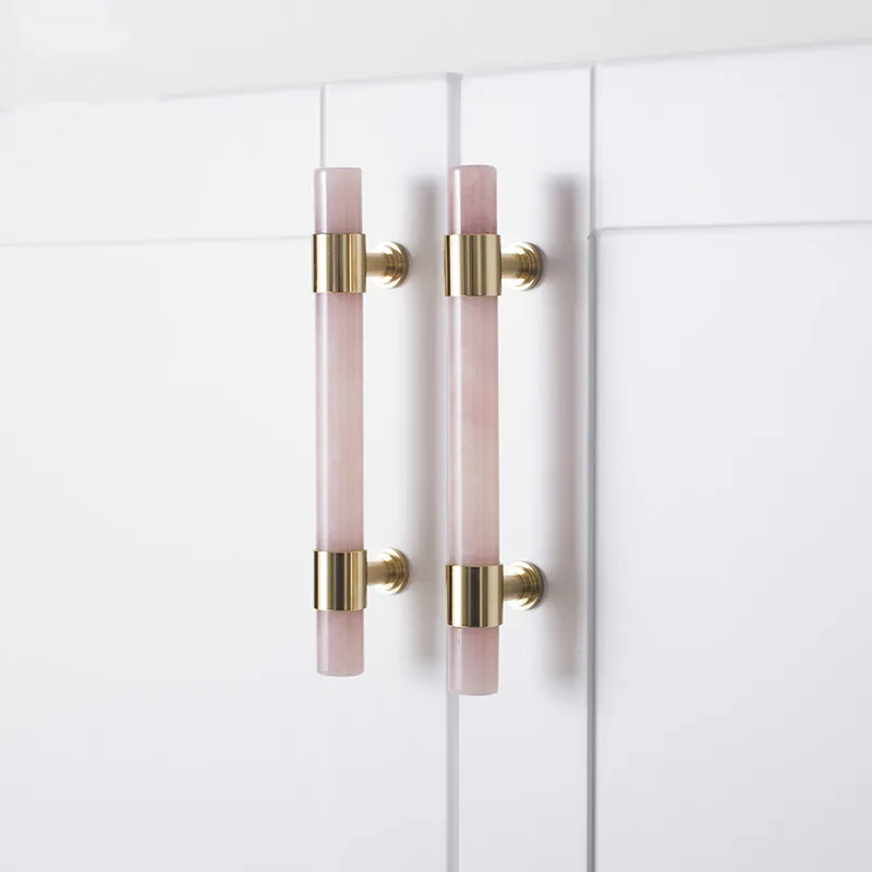 

Natural Marble/Crystal T brass Bar Cabinet handle and Knobs bedroom Cupboard Door Pulls Furniture Handle Dresser knob Hardware