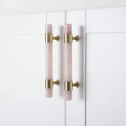 Natural Marble/Crystal T brass Bar Cabinet handle and Knobs  bedroom  Cupboard Door Pulls Furniture Handle Dresser knob Hardware