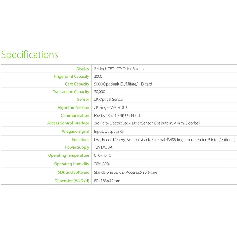 2.4 inch 3000 user Fingerprint Access Control Machine Employee Time Attendance Biometric Access Control System USB Download Data