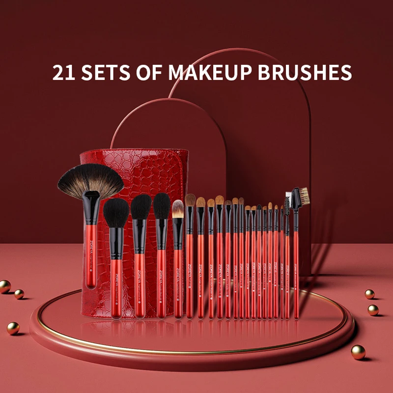 ZOREYA Natural Goat Hair Makeup Brush Set Big Powder Make Up Brush tool Professional Eyeshadow Foundation Blending maquiagem