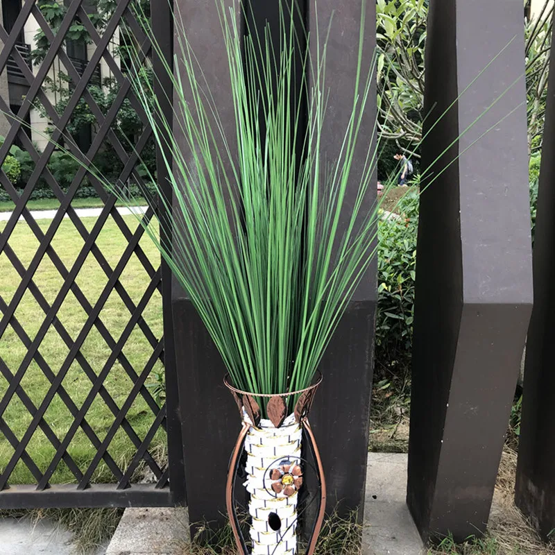 100cm Artificial Plastic Long Reed Grass Handle Green Onion Grass Plants Christmas Foxtail Tree Wedding Garden Home Decor Props